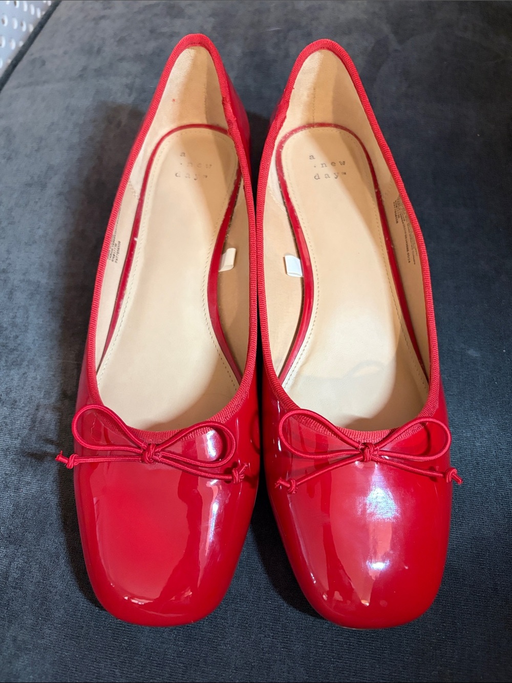 a new day Red Patent Square-Toe Ballet Flat with Bow